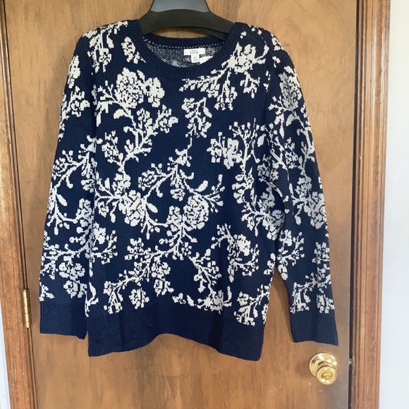 Relist 2/23❌ Croft & barrow crew neck sweater floral like print & metallic XXL - Picture 3 of 17